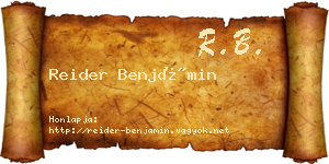 Reider Benjámin névjegykártya